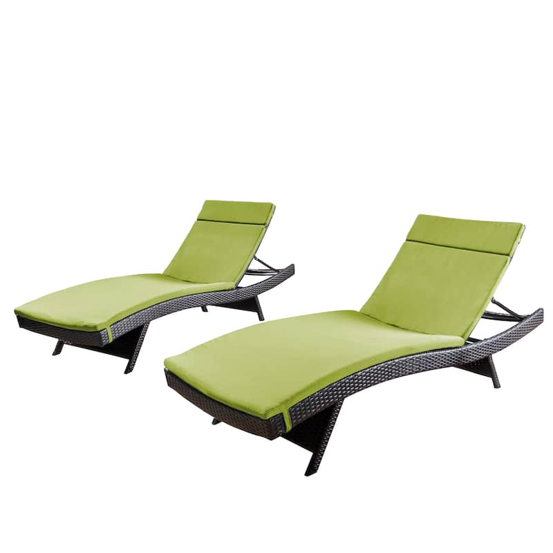 Salem Outdoor Wicker Lounge with Water Resistant Cushion (Set of 2) by Christopher Knight Home