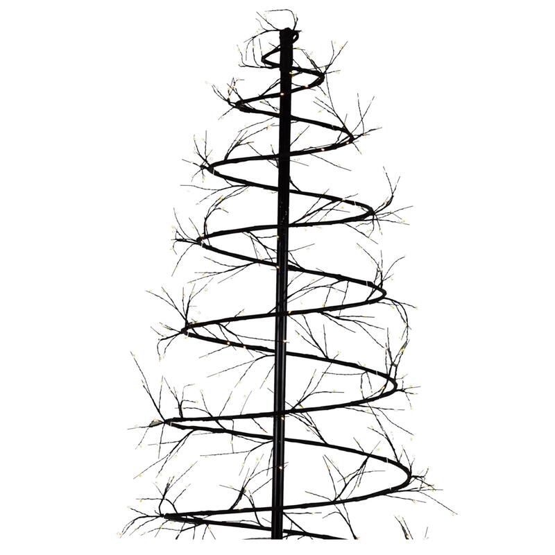 6.5' Brown Revolve Spiral Artificial Tree, LED Warm White Lights