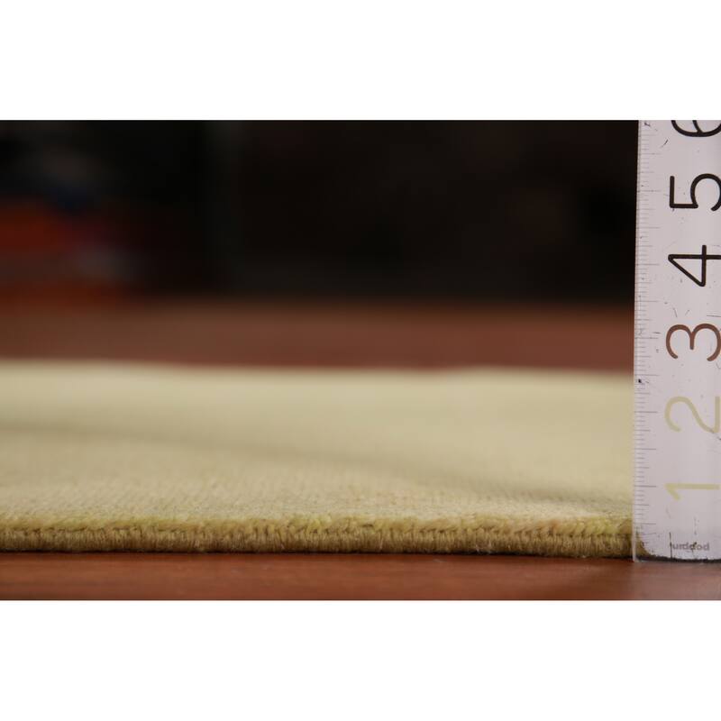 Hand Knotted Oriental 100% Wool Carpet Modern Solid Green Gabbeh Runner Rug - 8' 0'' X 2' 10''