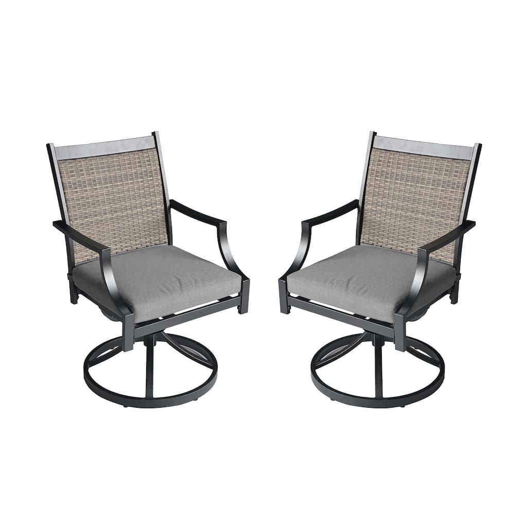 Outdoor Patio Grey Aluminum Swivel Dining Chairs (Set of 2)