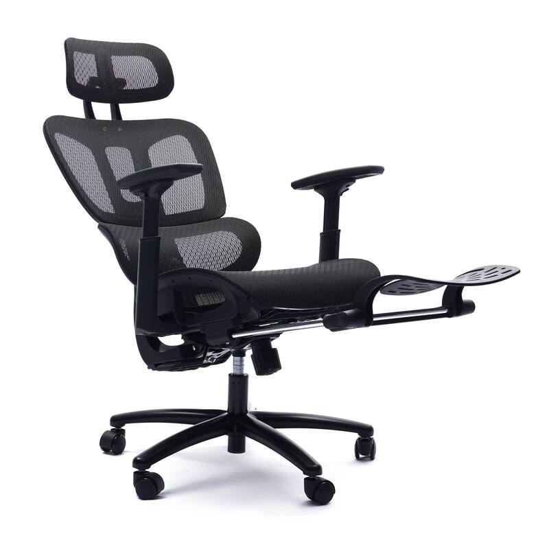 Adjustable Ergonomic Office Chair with Headrest and Footrest, Ideal for Comfortable Seating and Productivity.