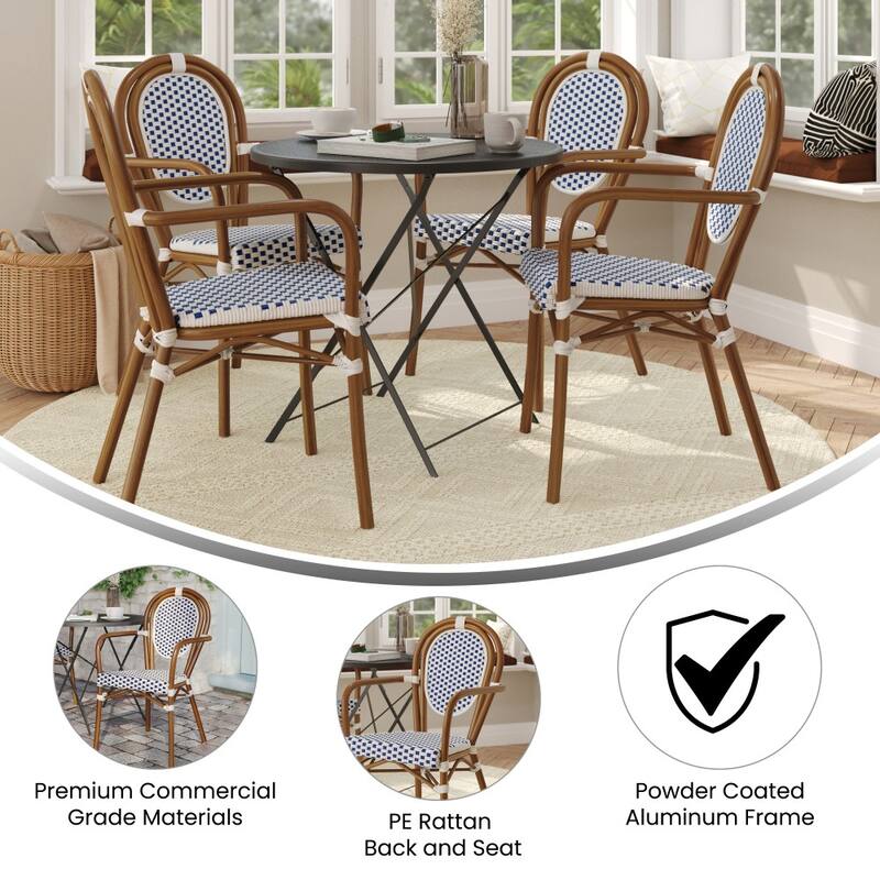 Stacking Bistro Chairs with Metal Frames