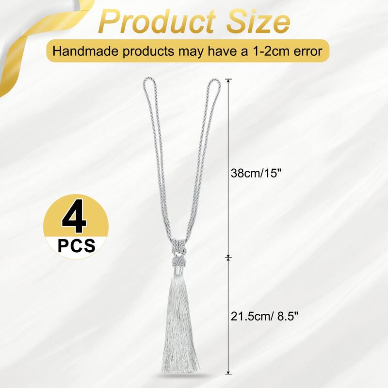 Handmade Elegant Curtain Tiebacks with Tassel - Gray - 4 Pack
