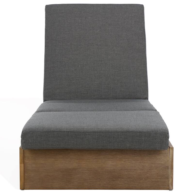 SAFAVIEH Couture Cornie Wood Chaise Lounge Chair - 37 In. W x 78 In. D x 14-34 In. H - 37"W x 78"D x 14-34"H