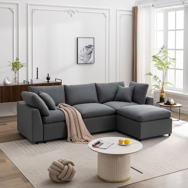Upholstery Convertible Sectional Sofa, L Shaped Couch with Reversible Chaise