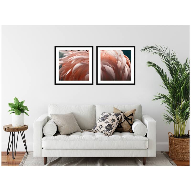 Kate and Laurel Flamingo No. 1 & 2 2 Piece Framed Wall Art Print Set by Alicia Bock