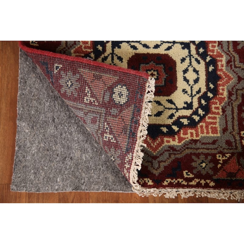 Red Geometric Kazak Indian Runner Rug Hand-Knotted Wool Carpet - 2'6"x 8'1"