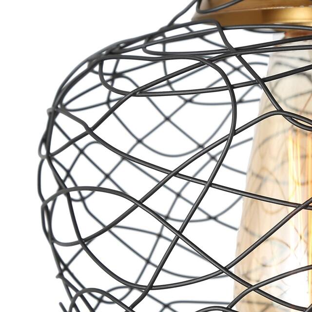 Modern Mini Farmhouse Cage Pendant Lights 1-light Metal Wire Black Ceiling Lights for Kitchen Island