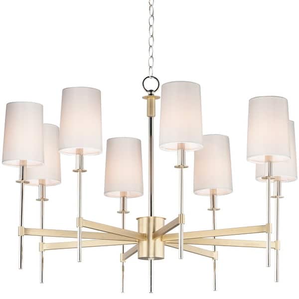 slide 2 of 5, Maxim Uptown 8 Light 36" Wide Chandelier Satin Brass / Polished Nickel