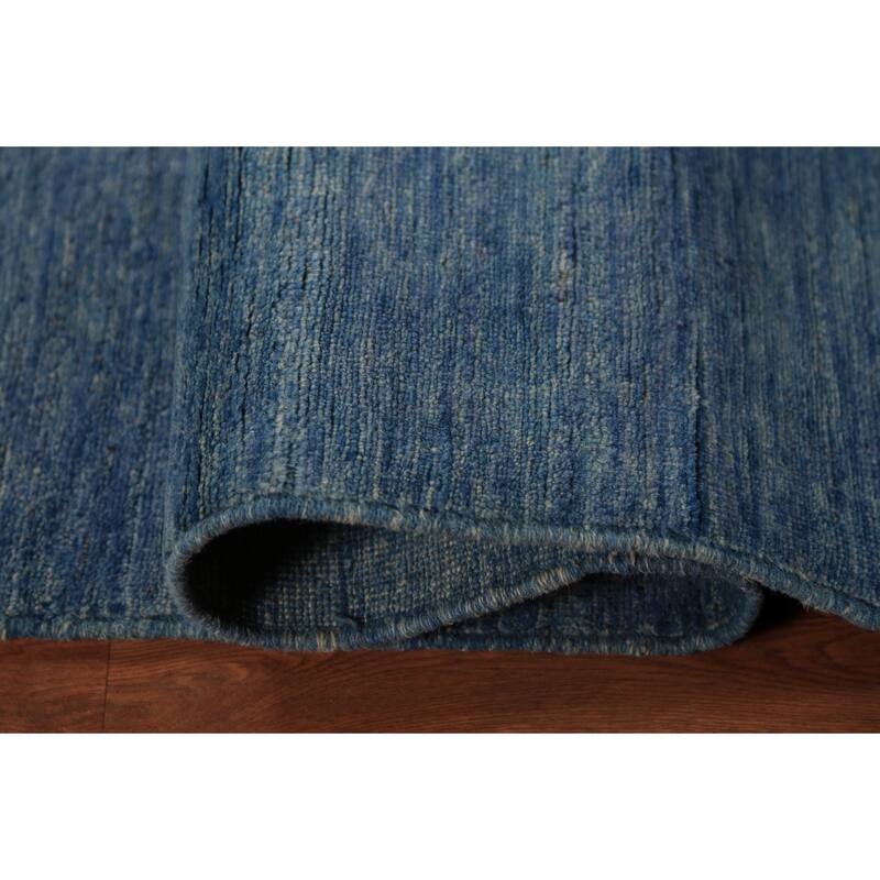Tribal Modern Blue Gabbeh Area Rug Hand-Knotted Oriental Wool Carpet - 6'7" x 9'8"