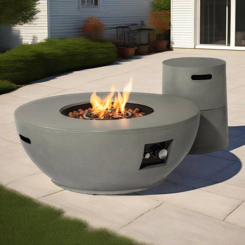 2-Pieces 36" Propane Gas Fire Pit Table 50000 BTU Round Steel Fire Pit