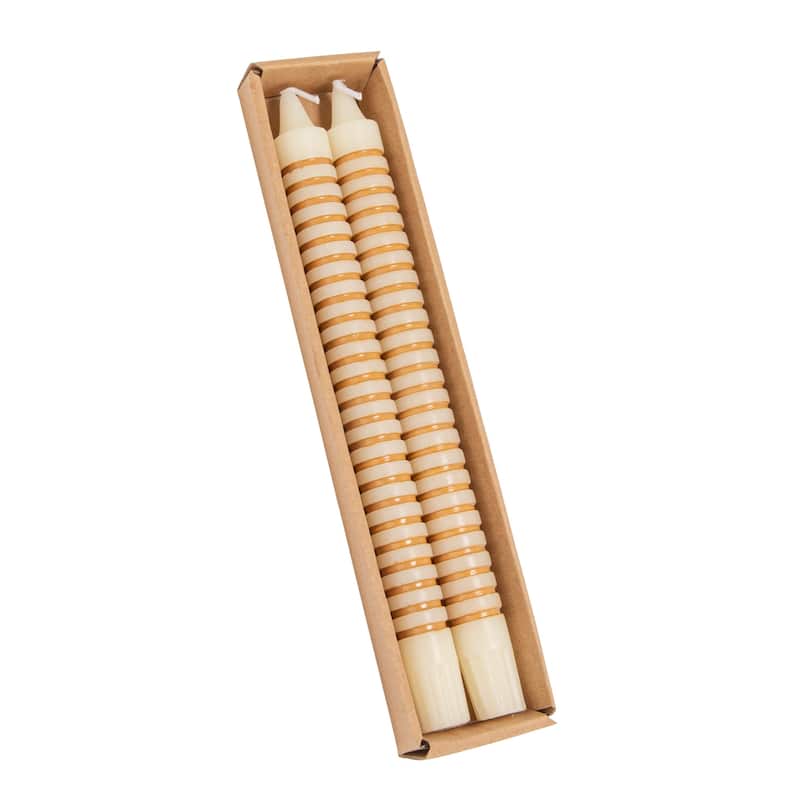 Unscented Taper Candles in Box - 0.88"L x 0.88"W x 10.0"H - Tan