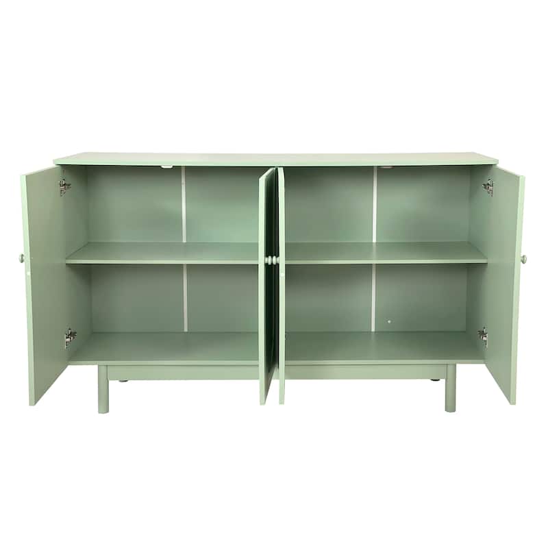 Stylish and Functional 4-Door Intaglio Storage Cabinet with Wood Legs