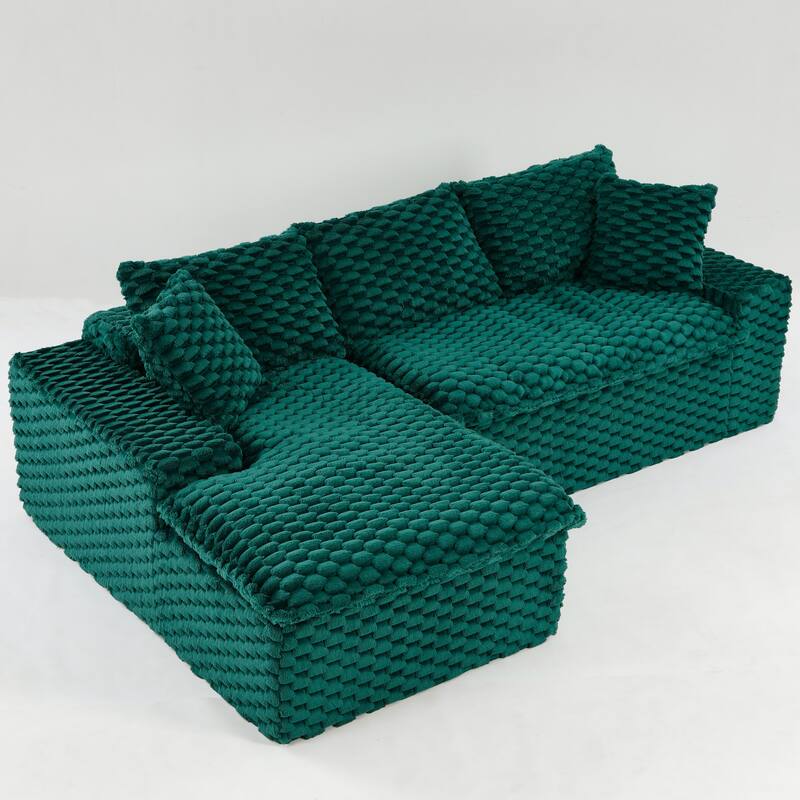 L-Shaped Sleeper Sectional Sofa Convertible Straight Sofa, Loveseat and Chaise Lounge Set for Living Room