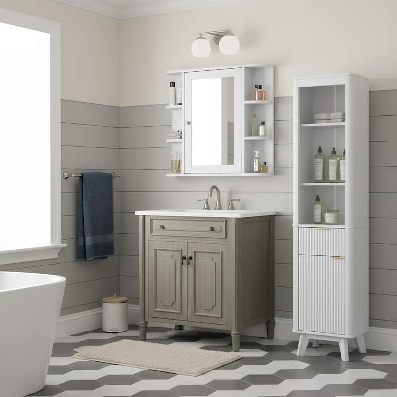 Christopher Knight Home - Modern Wall Mounted Medicine Cabinet with Mirror and Adjustable Shelves