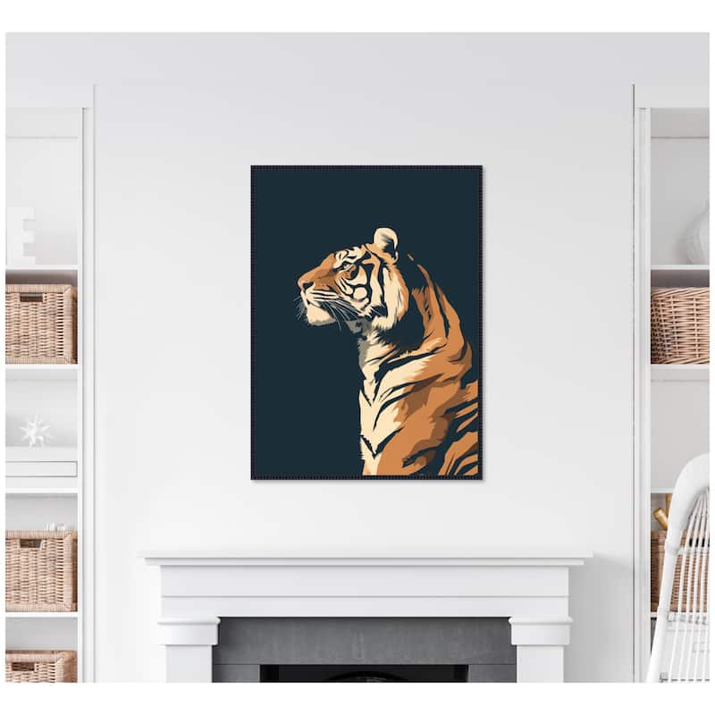 Kate and Laurel Navy Tiger by The Creative Bunch Studio Framed Canvas Wall Art Print