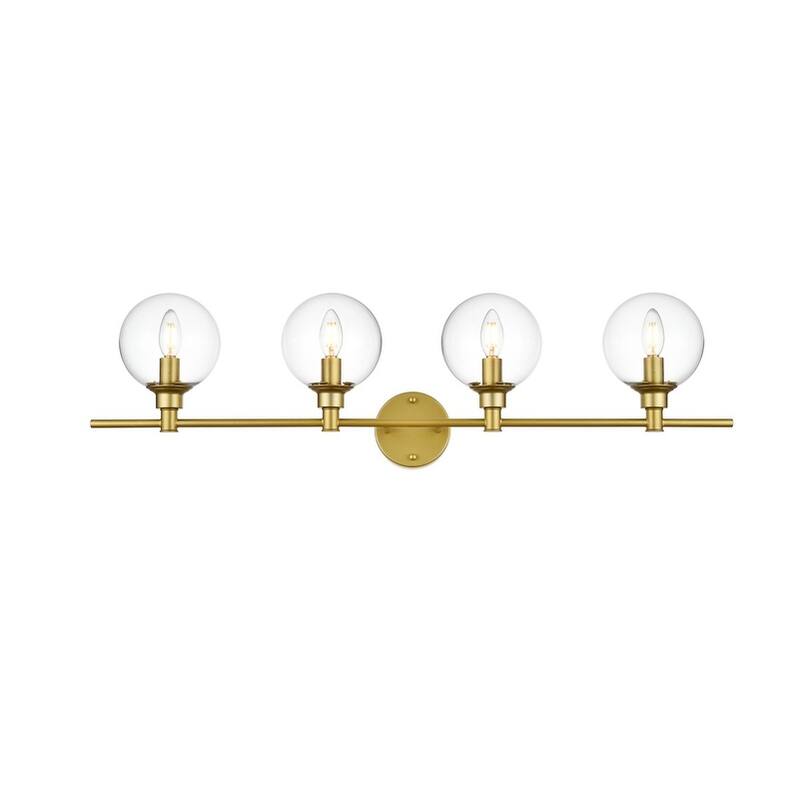 Jaelyin 1 Light Black and Clear Bath Sconce - Brass - 38