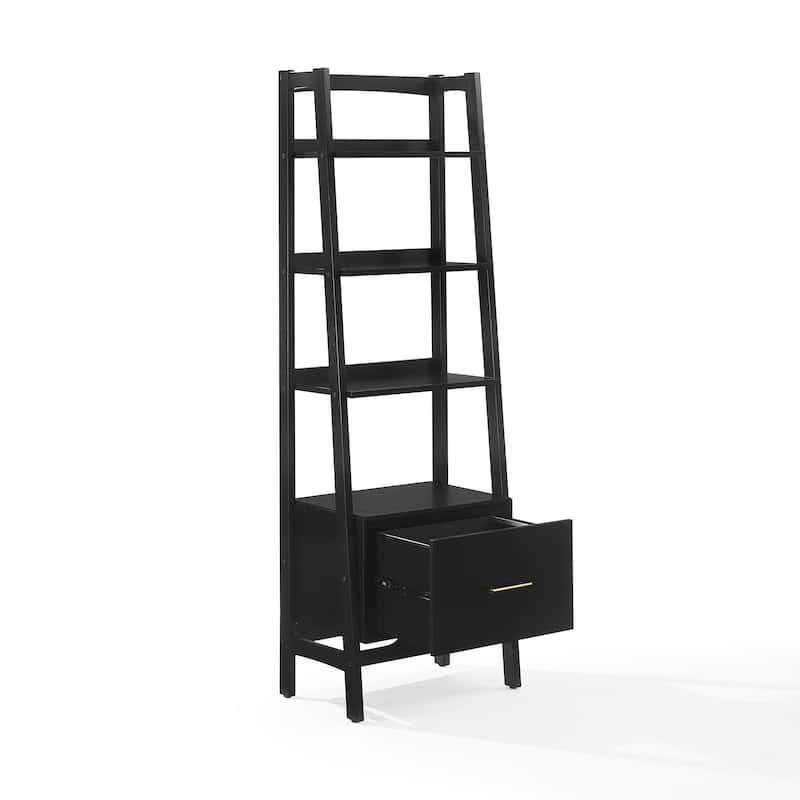 Crosley Landon Small Etagere Bookcase - Matte Black