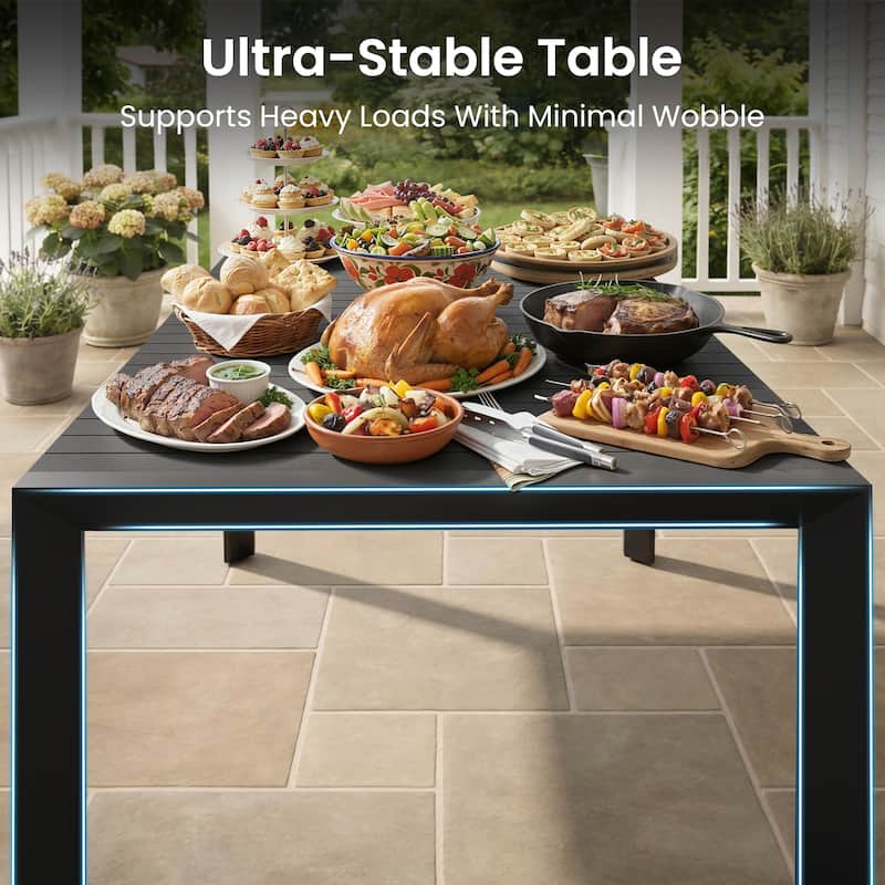 7/9/11-Piece Outdoor Patio Dining Set Aluminum Dining Table with Umbrella Hole and Stackable Dining Chairs