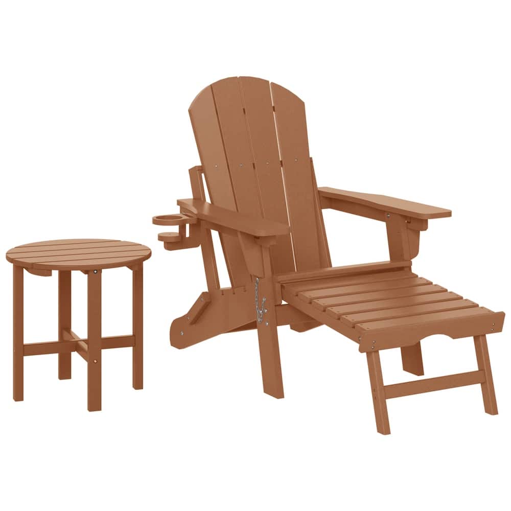 Laguna Outdoor Folding Adjustable Adirondack Chair with Hideaway Ottoman & Round Side Table