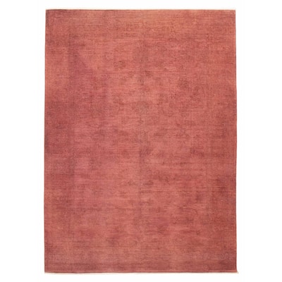 ECARPETGALLERY Hand-knotted Vibrance Dark Coral Wool Rug - 7'10 x 10'9