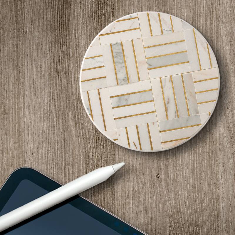 Absorbent Stone Beverage Coasters - Set of 4 - Manhattan - Multi-176