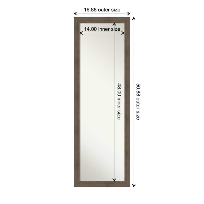 Non-Beveled Wood Full Length On The Door Mirror - Hardwood Frame - Outer Size: 17 x 51 in
