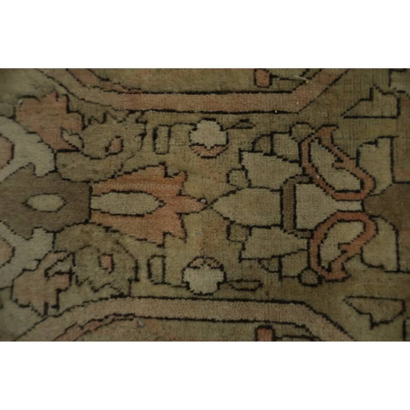 Hand Knotted Oriental 100% Wool Carpet Traditional Floral Beige & Ivories Kashan (Mohtasham) Area Rug - 16' 7'' X 12' 0''