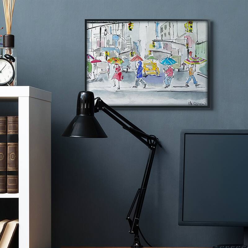 Stupell Rainy Crosswalk Pedestrians Urban City People Framed Wall Art
