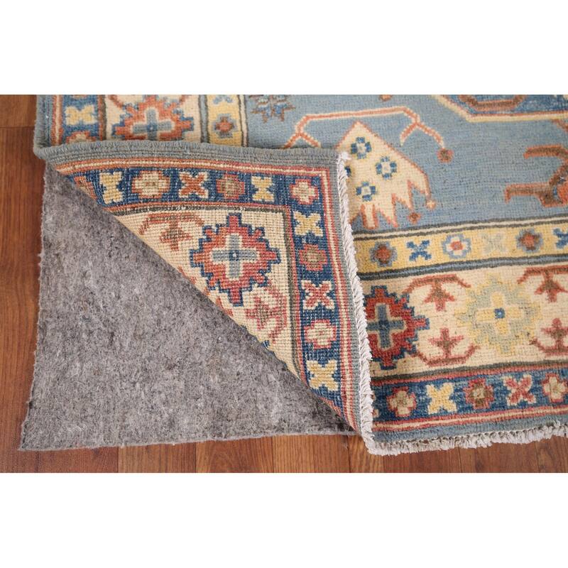 Light Blue Kazak Oriental Area Rug Hand-Knotted Bedroom Wool Carpet - 4'2" x 5'10"