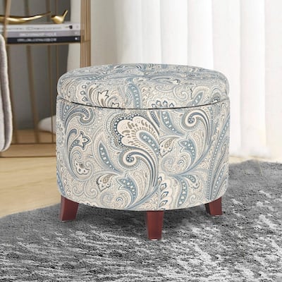 Adeco 20" Tufted Round Ottoman with Storage