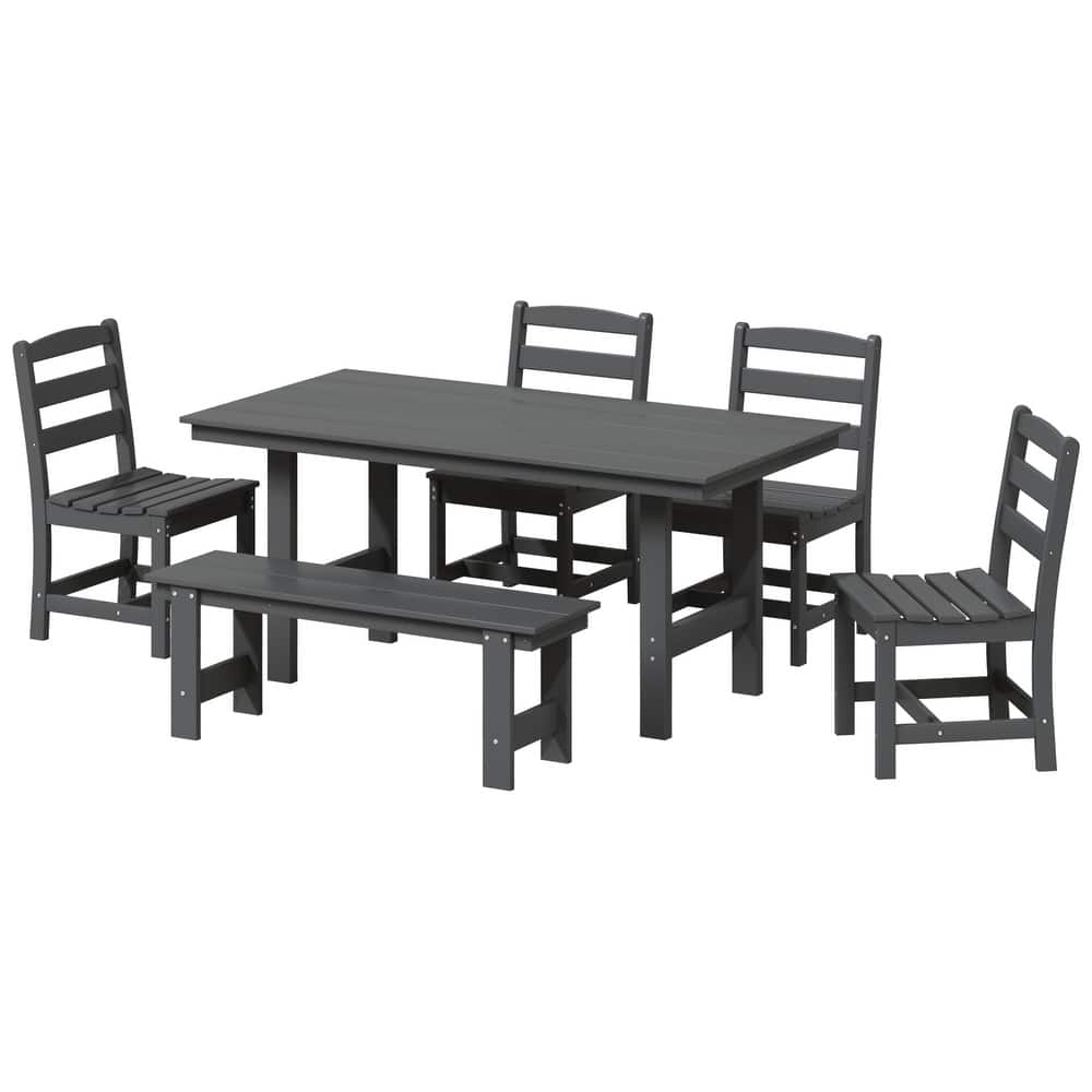 Shoreside 6-Piece Side Chair Dining Set With Bench