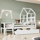 preview thumbnail 11 of 10, Full Size House Bed with Ladder, Storage Drawers, and 2 Blackboard Designs, No Box Spring Needed, White