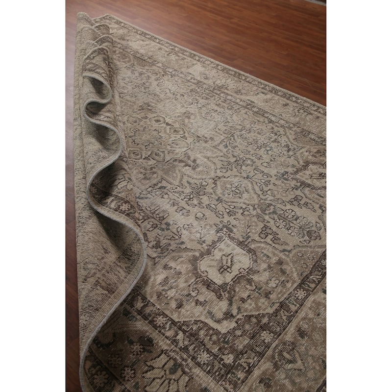 Distressed Tabriz Persian Antique Rug Handmade Oriental Wool Carpet - 6'7" x 9'2"