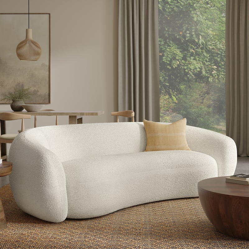 WYNDENHALL Cara 89 inch Wide Contemporary Sofa in Vanilla Cream Boucle Performance Fabric - Vanilla Cream