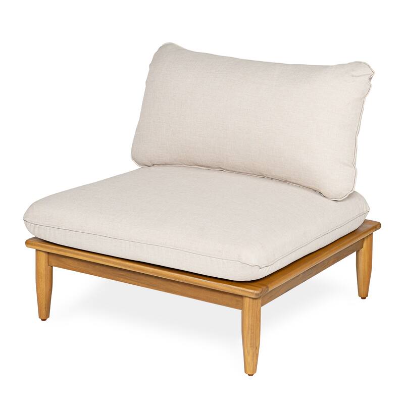 Scott Living Sacova Outdoor Acacia Wood 4-Seater Sofa, Teak Finish Frame with Beige Cushion