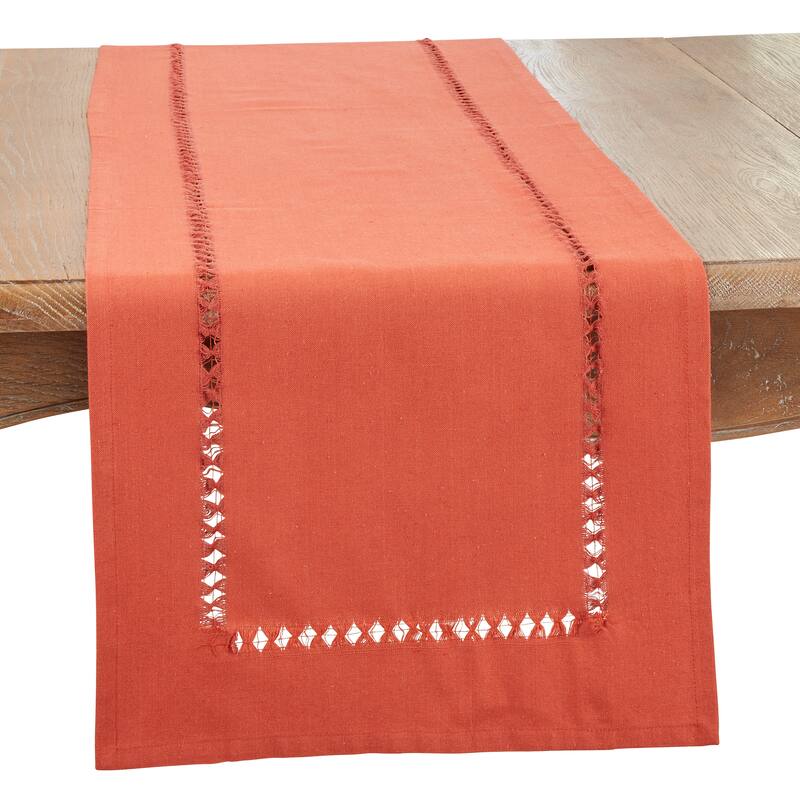 Table Runner with Hemstitched Border - Rust