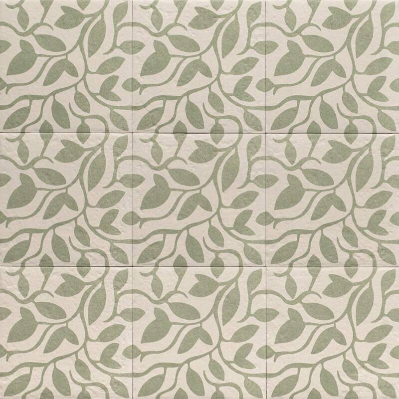 The Tile Life Verity Vine 8x8 Matte Patterned Porcelain Floor & Wall Tile - Green - 8 x 8 Sample