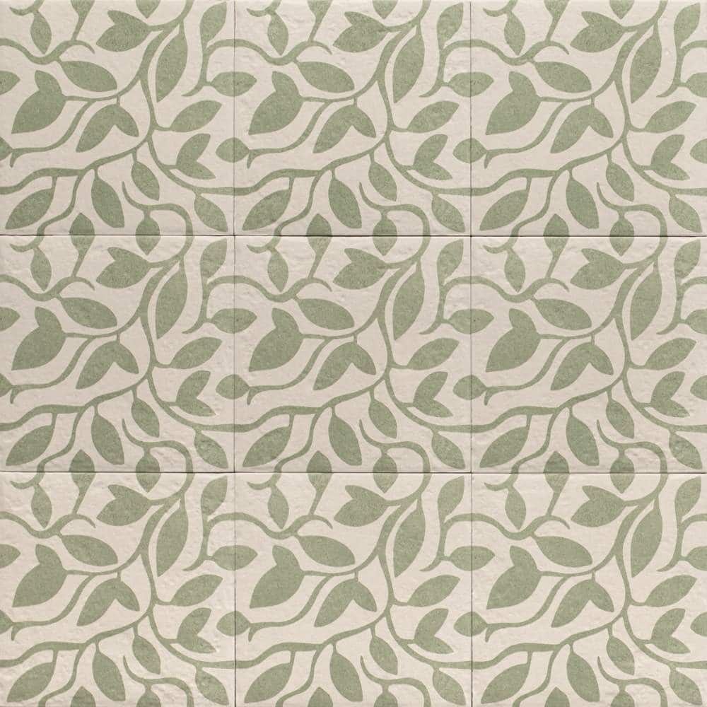 Verity Vine 8x8 Matte Porcelain Encaustic Tile - Floor, Wall, Backsplash