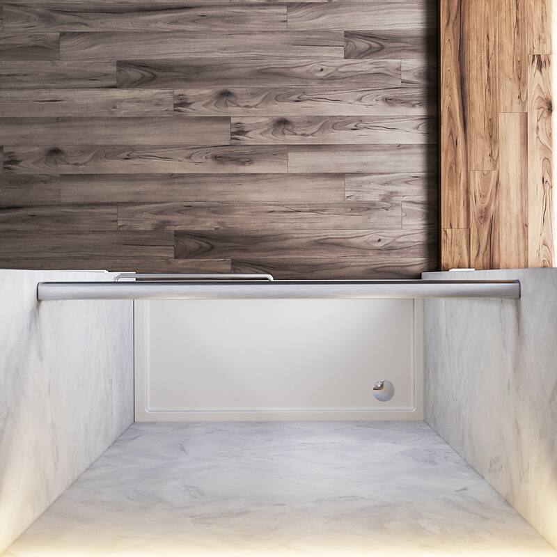 Elegant Double Sliding Shower Door 58.5-60 x 72" Width Cutting Guide Rail Adjustment Reversible installation