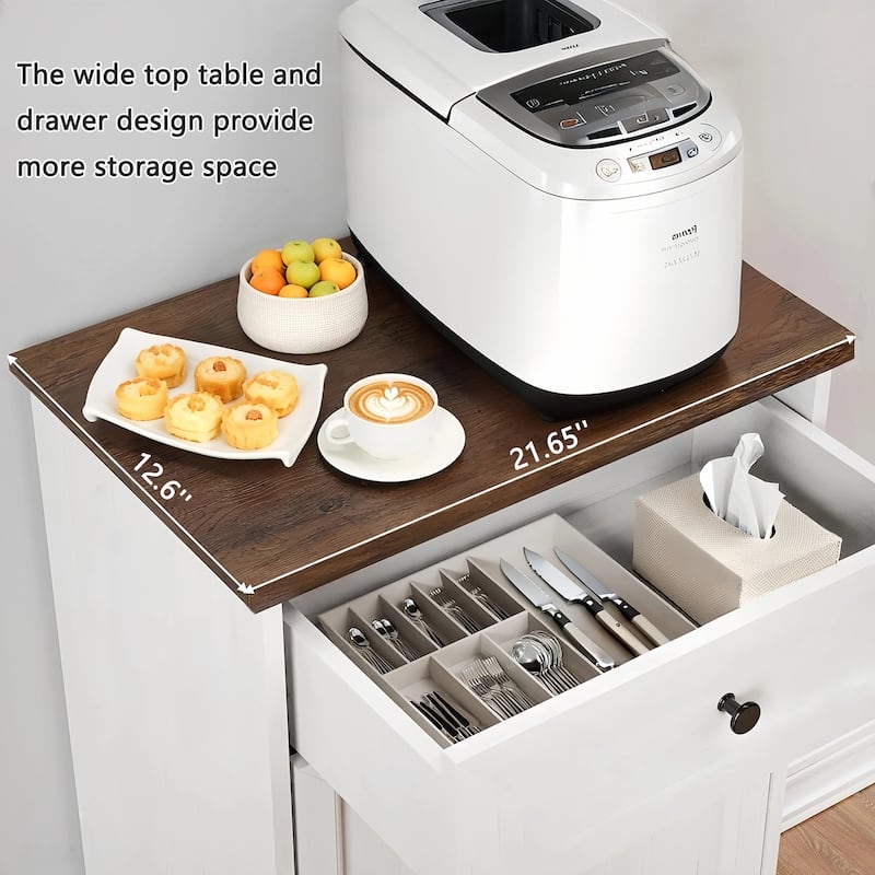 Tilt Out Trash Can Cabinet, Hidden Wooden Trash Can Cabinet with Drawer, Free Standing Garbage Cabinet, 10 Gallon Hamper Cabinet