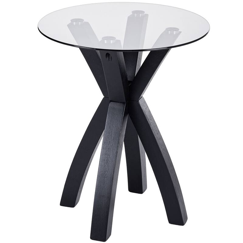 Aria Home Glass End Nesting Table With Criss Cross Wood Base - Black