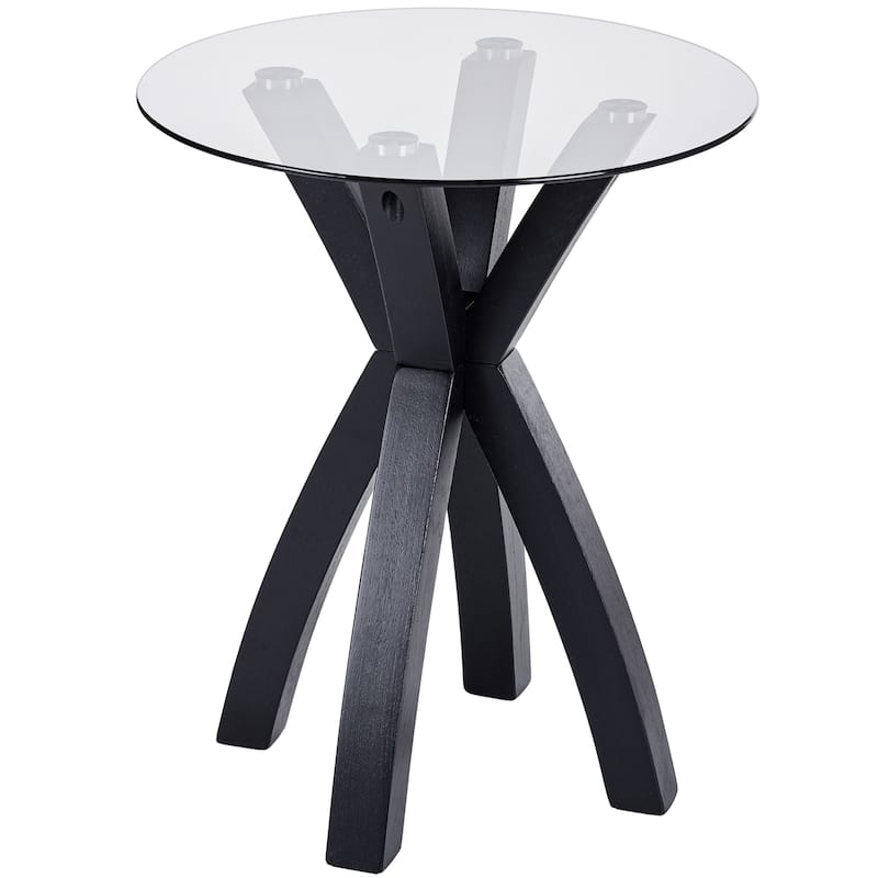 Modern Nesting Table Glass End Table with Criss Cross Base 24" Round