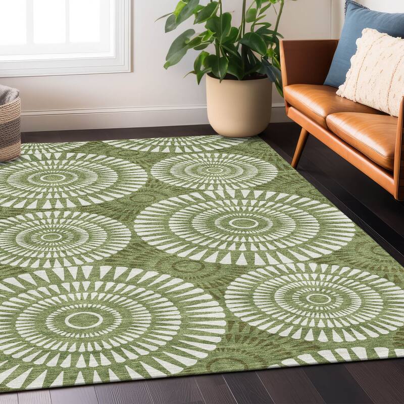Machine Washable Indoor/ Outdoor Chantille Modern Burst Rug