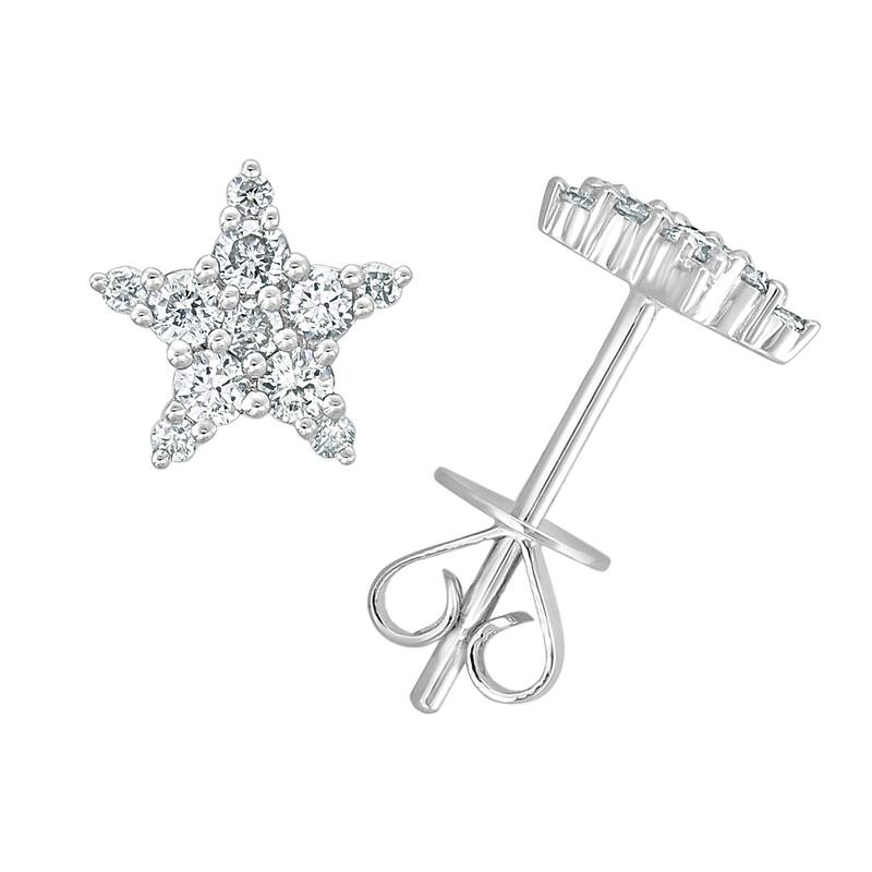 Joelle Collection Diamond Star Studs Earrings 14K Gold 1/3ct TDW - s Diamond Earrings - White