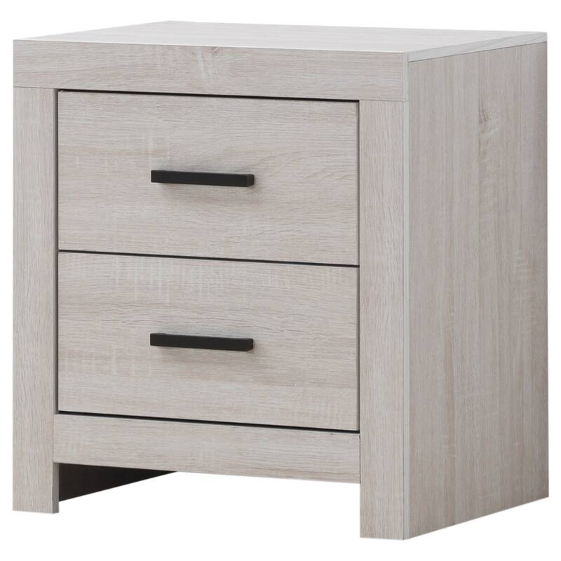 Coastal White 2-Drawer Nightstand with Dark Bronze Handles