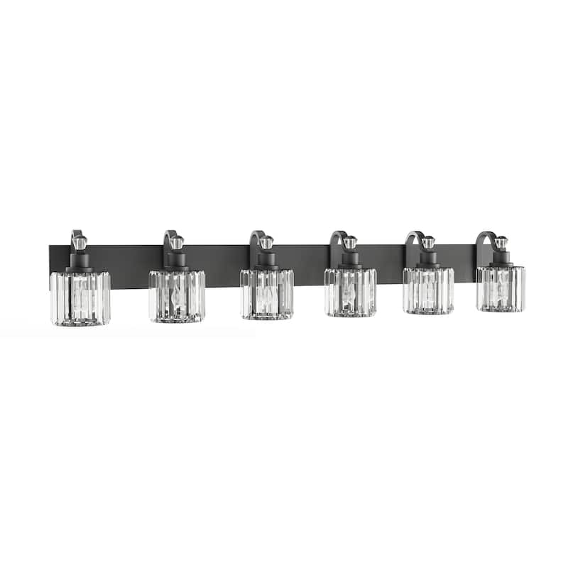 Modern Crystal Bathroom Vanity Lights Black Bathroom Light Fixtures Crystal Vanity Shower Lights Over Mirror - 6 Light