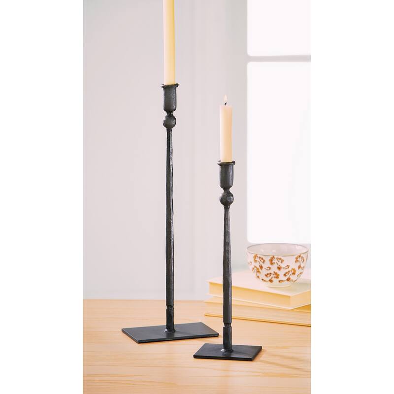 Tribeca Black Iron Taper Candle Holder Short, 14H inches.