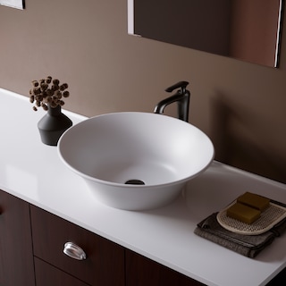 Karran Quattro Vibrant Matte White Acrylic 21 in. Oval Bathrom Vessel Sink