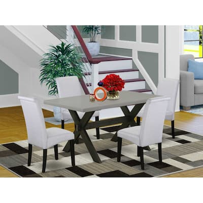 HomeStock 5-Pc Natural Oak Finish Solid Wood Top Dining table with 4 Chairs